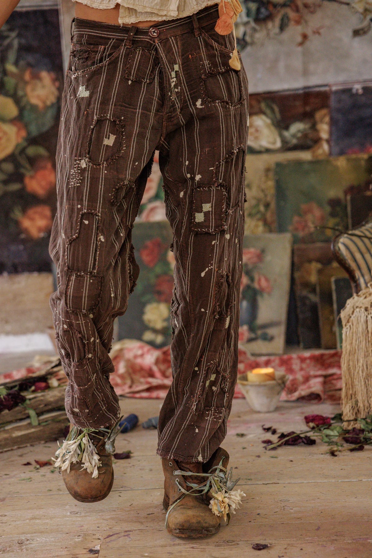 Панталони Miner от оксфордска материя, боядисани с прежда 