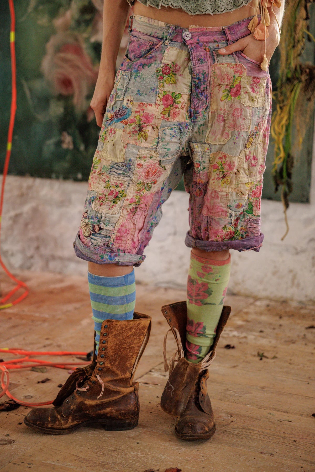 Дънкови шорти Floral Miner Allium Wash 