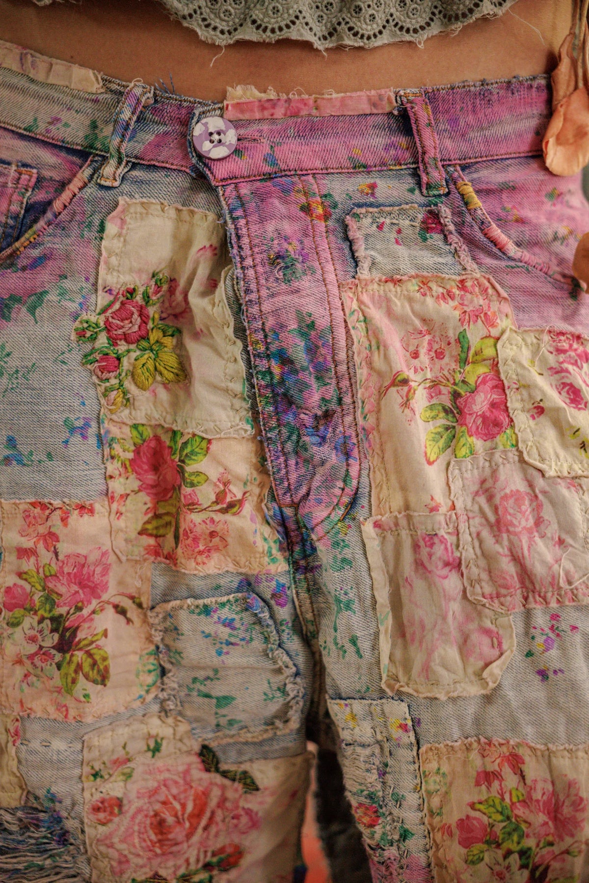 Дънкови шорти Floral Miner Allium Wash 