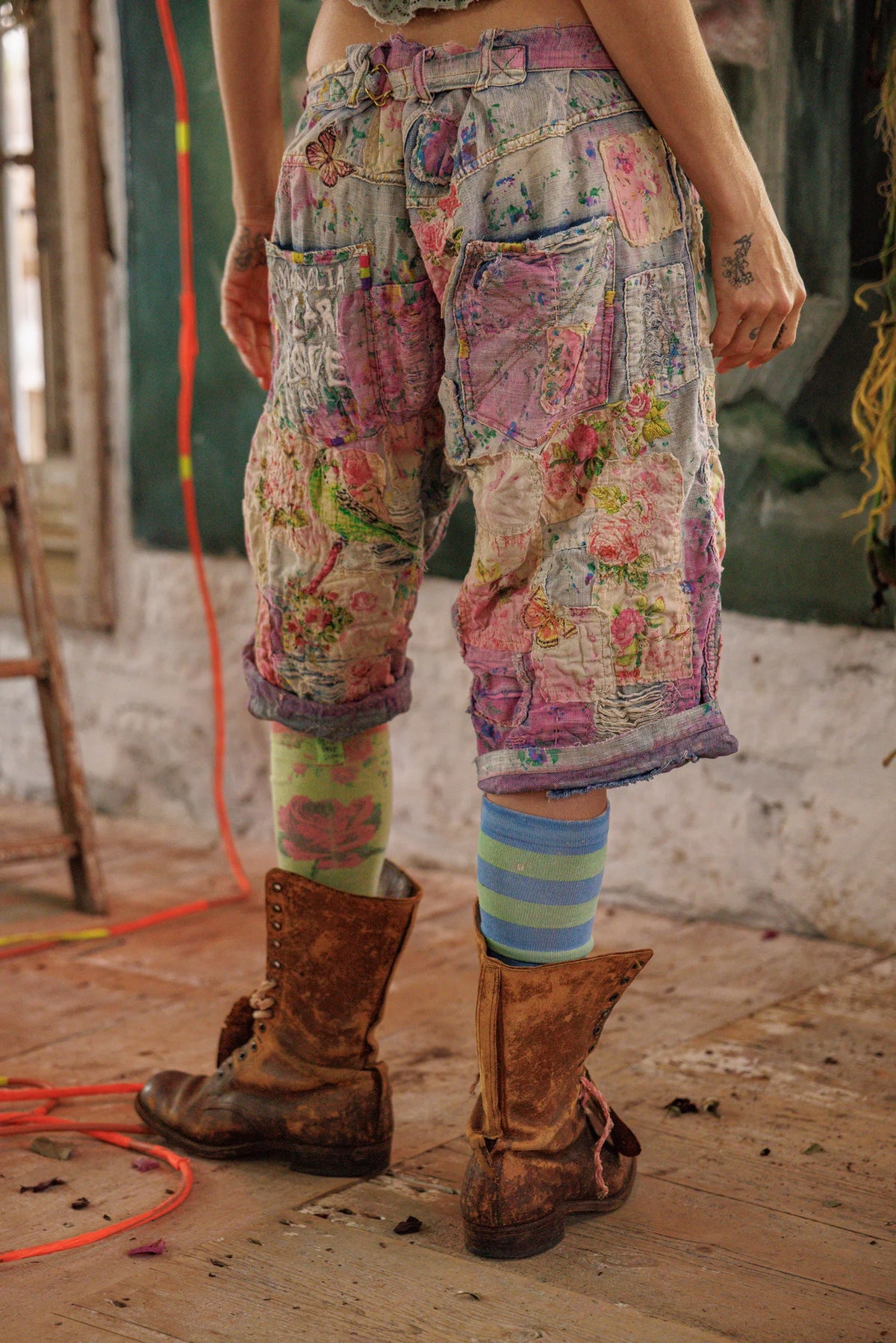 Дънкови шорти Floral Miner Allium Wash 