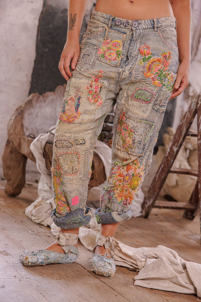 Embroidered Bouquet Miner Denim - Image 1