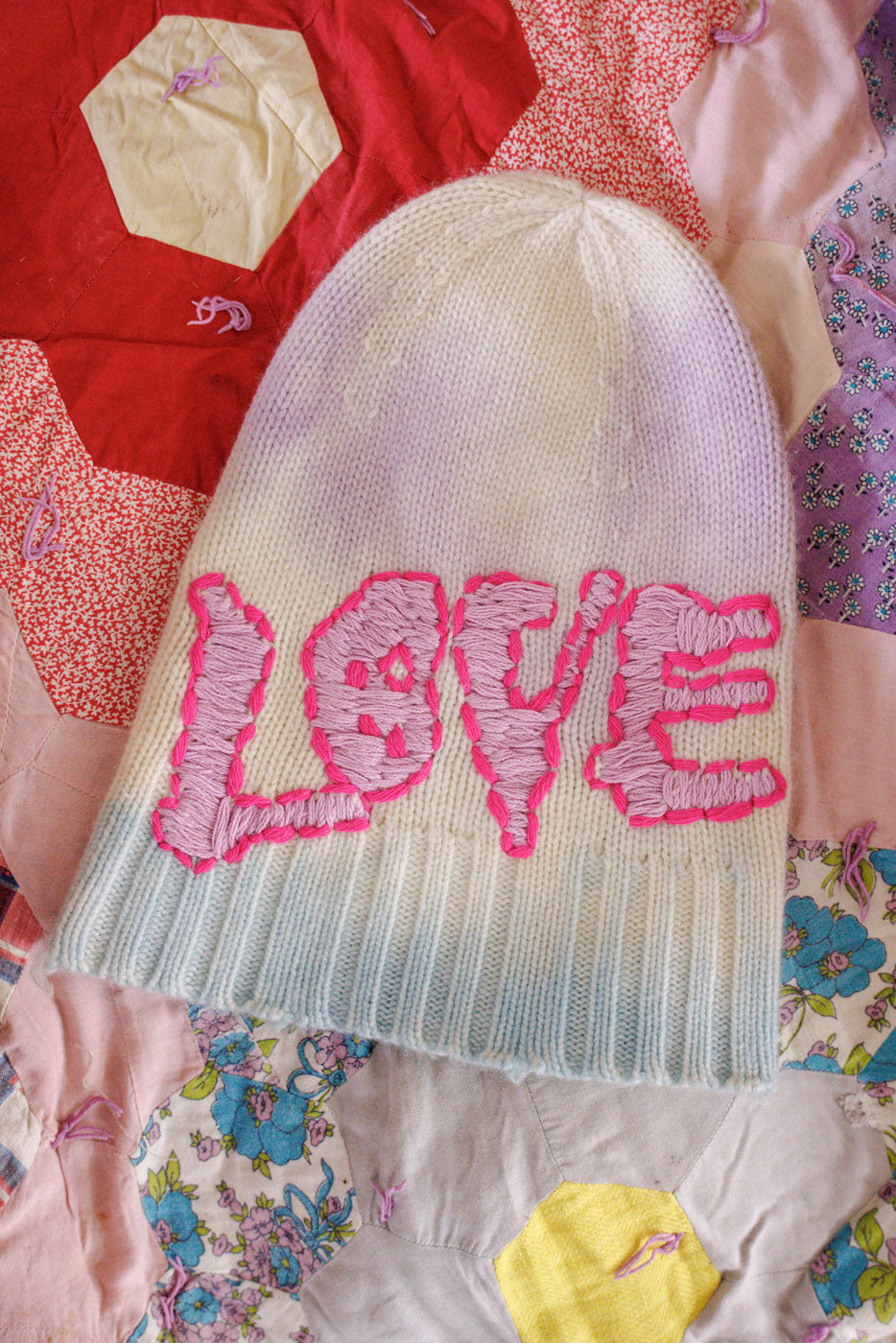 Embroidered Love Beanie Magnolia Pearl Clothing