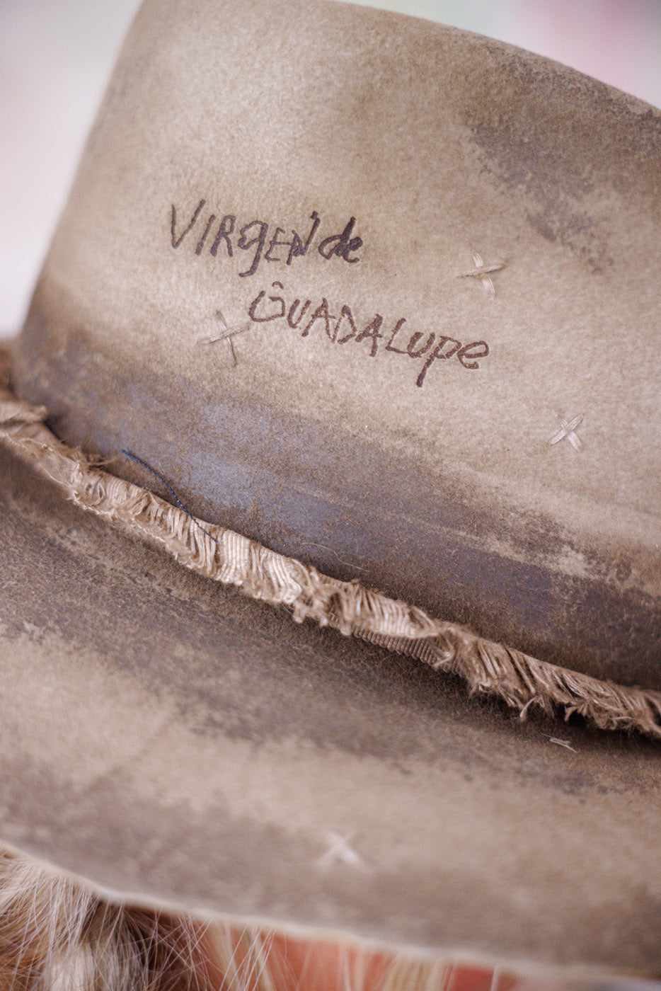 Hand-Embroidered Virgen de Guadalupe Crushed Fedora