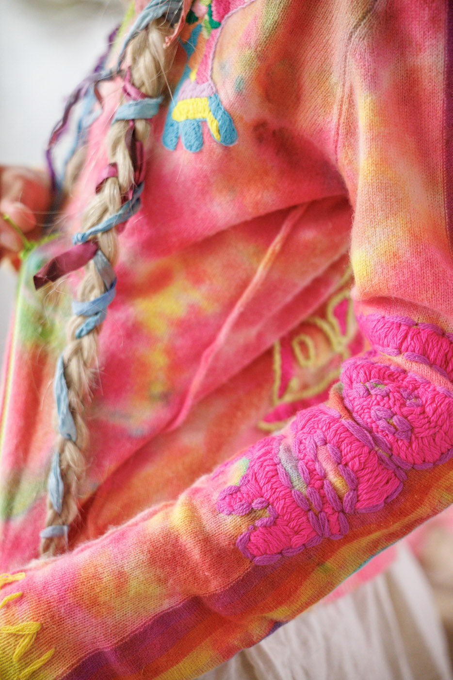 Embroidered Zip Hoodie Magnolia Pearl Clothing