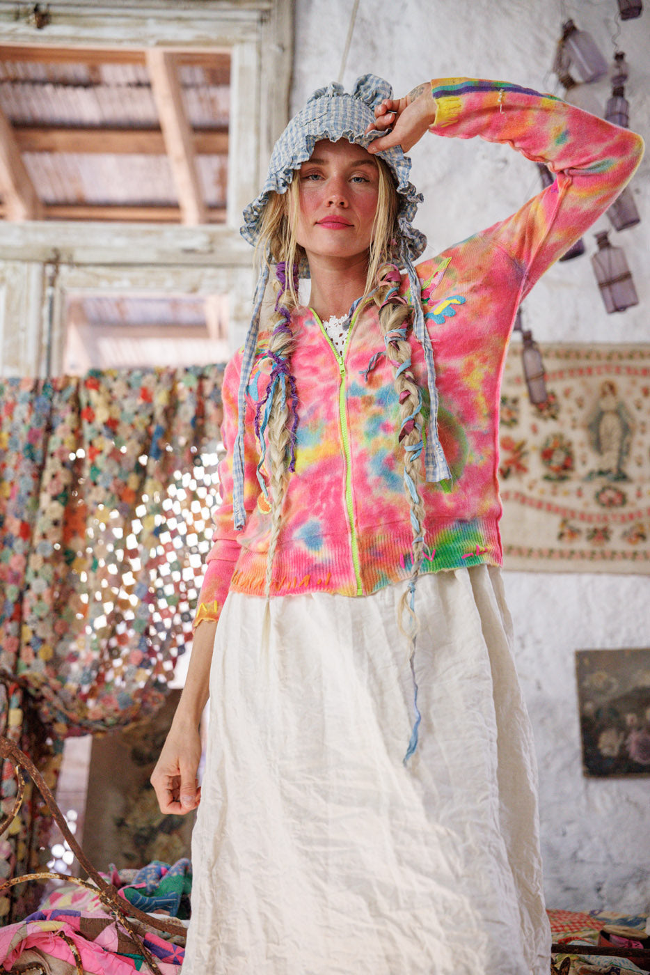 Embroidered Zip Hoodie Magnolia Pearl Clothing