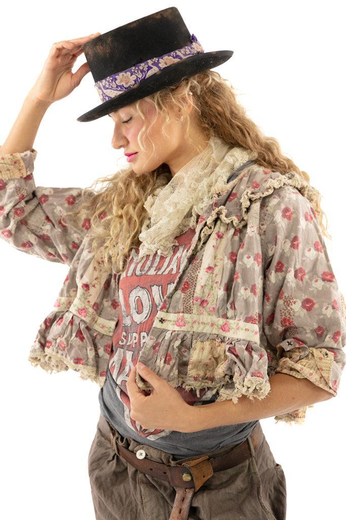Magnolia Pearl artisan floral jacket, whimsical vintage style, unique boho women's clothing