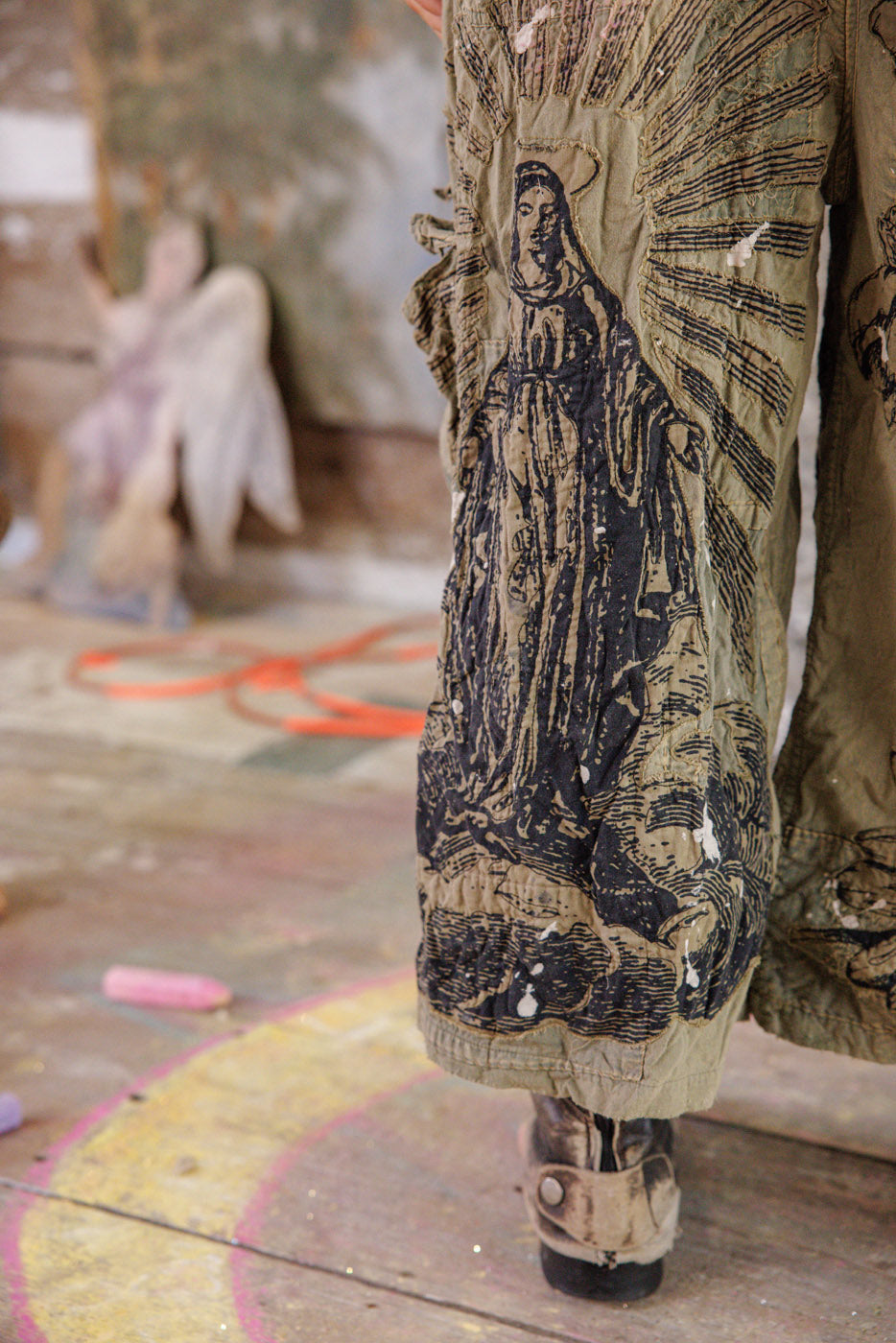 Mother Nature Coveralls Magnolia Pearl Clothing, green color with embroidered butterflies and deer prints and roses.