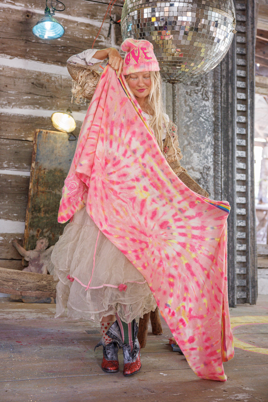 Sunshine and Rainbows Scarf Magnolia Pearl Clothing cashmere tie dye print cozy