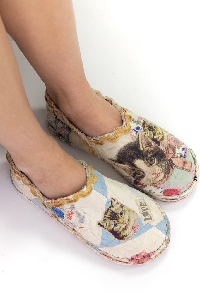 OOAK Kitty Quilt Shoes - Magnolia Pearl Clothing