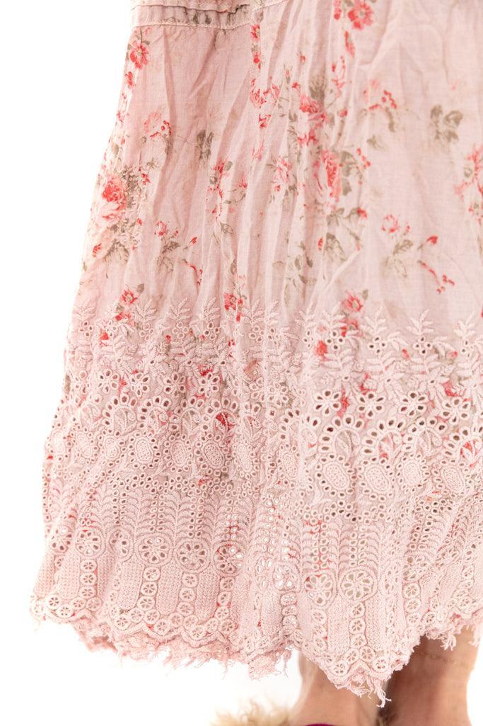 Magnolia Pearl artisan lace skirt with whimsical floral print and vintage-inspired embroidery