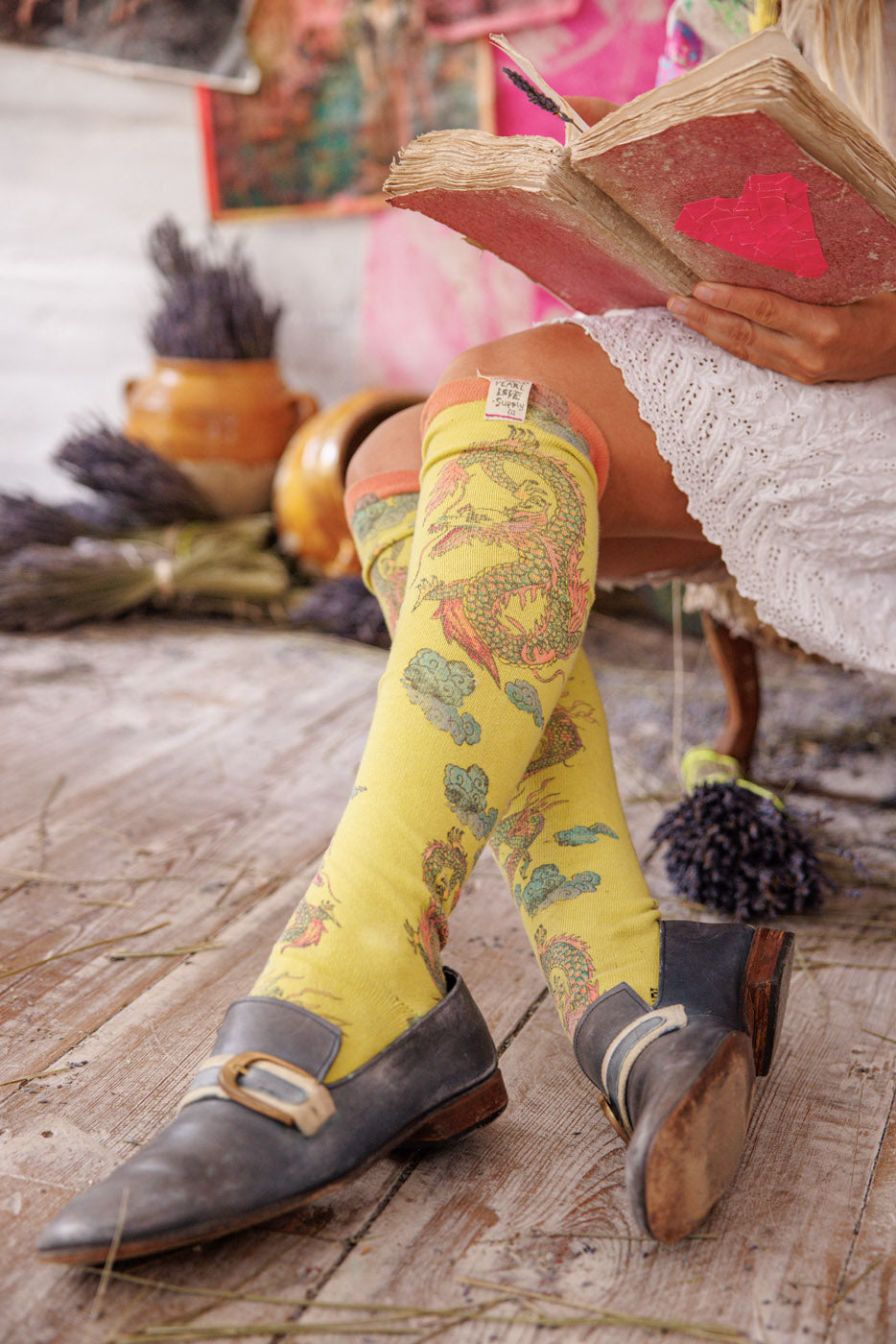 Spirit Dragon OTK Socks Magnolia Pearl Clothing