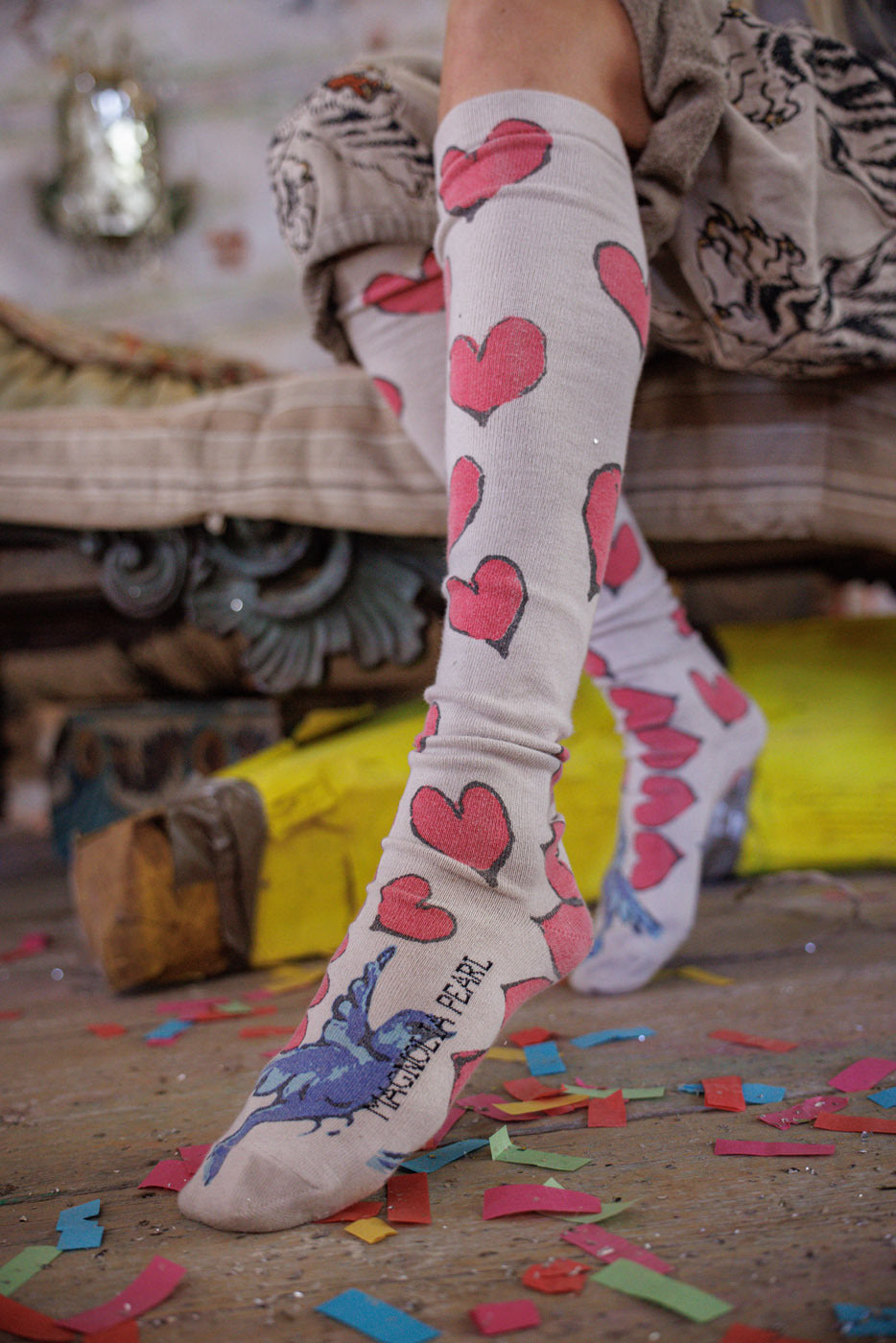 Røde Hjerte Due OTK Sokker Måneskin 