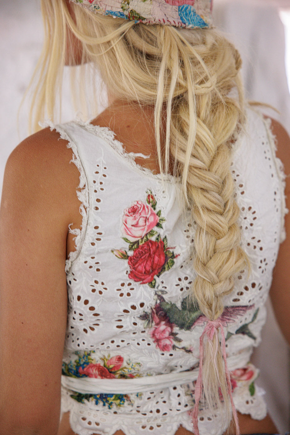 Magnolia Pearl artisan lace top with floral embroidery, vintage style, whimsical design