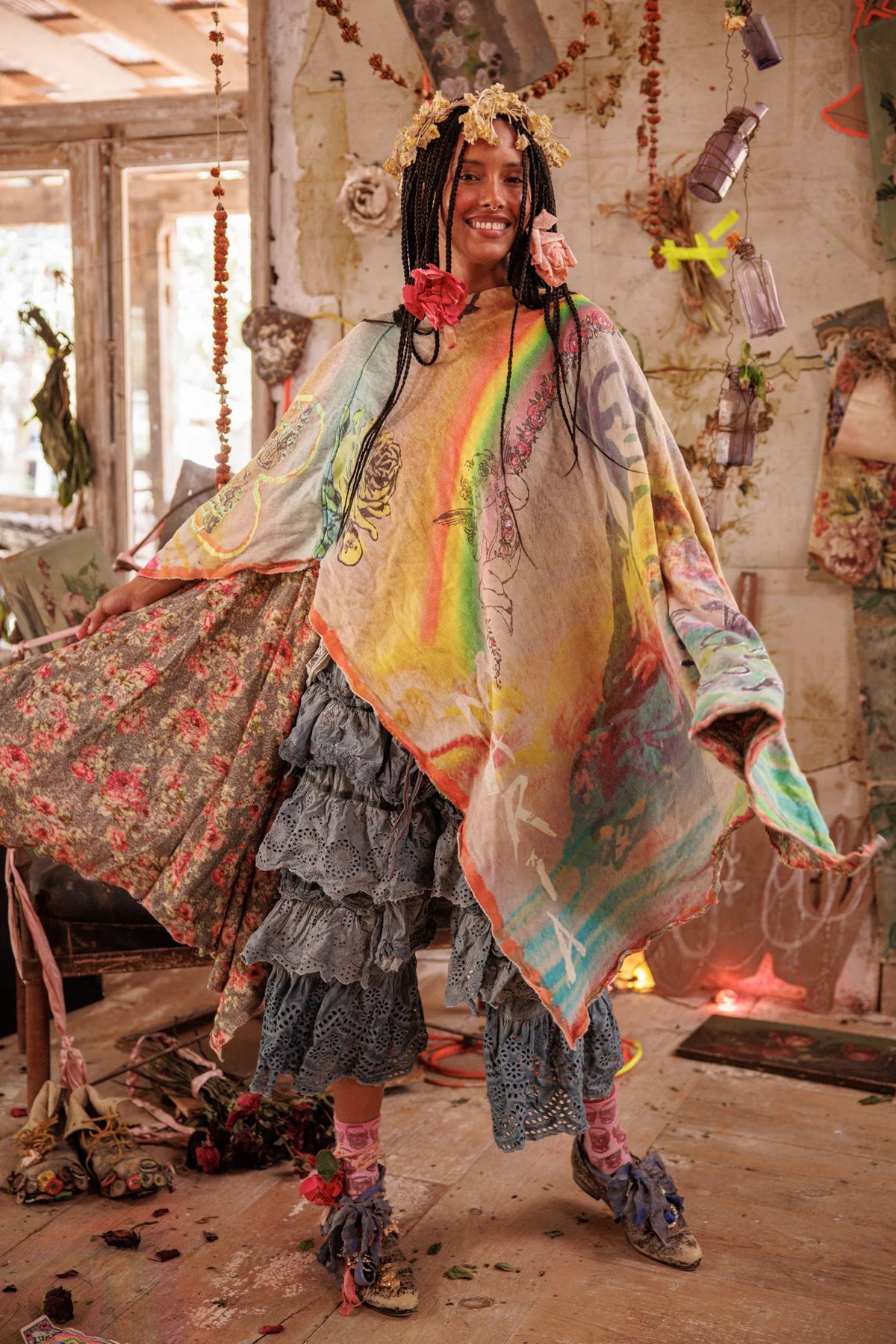 Regenbogen Herz Poncho Keine 
