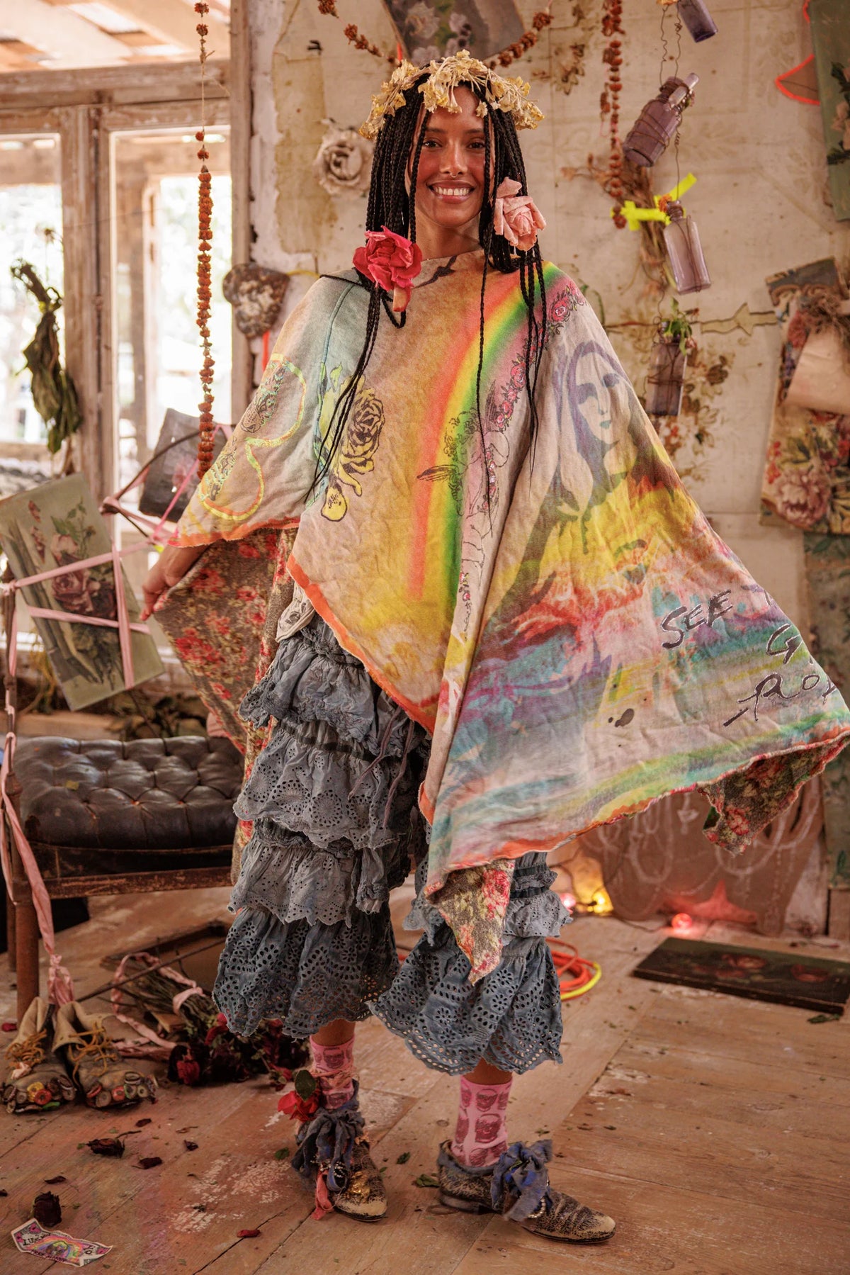 Regenbogen Herz Poncho Keine 