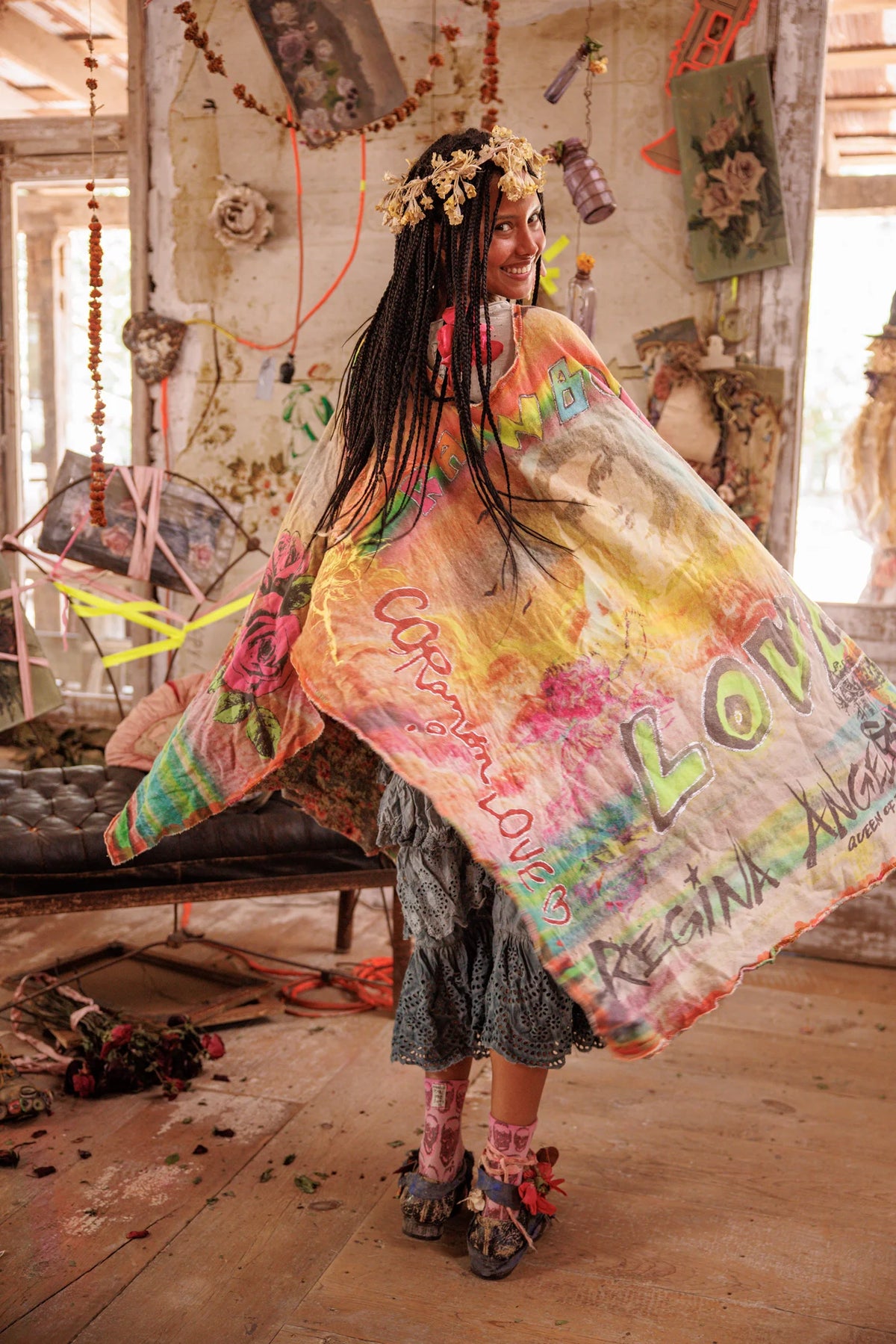 Regenbogen Herz Poncho Keine 