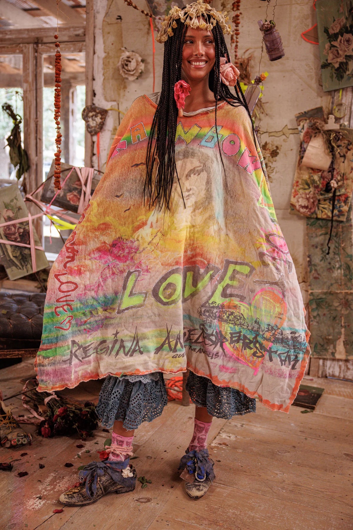 Regenbogen Herz Poncho Keine 
