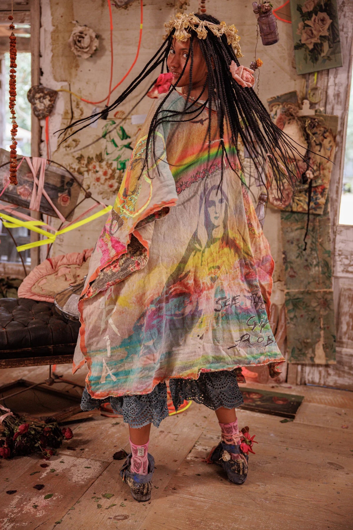 Regenbogen Herz Poncho Keine 