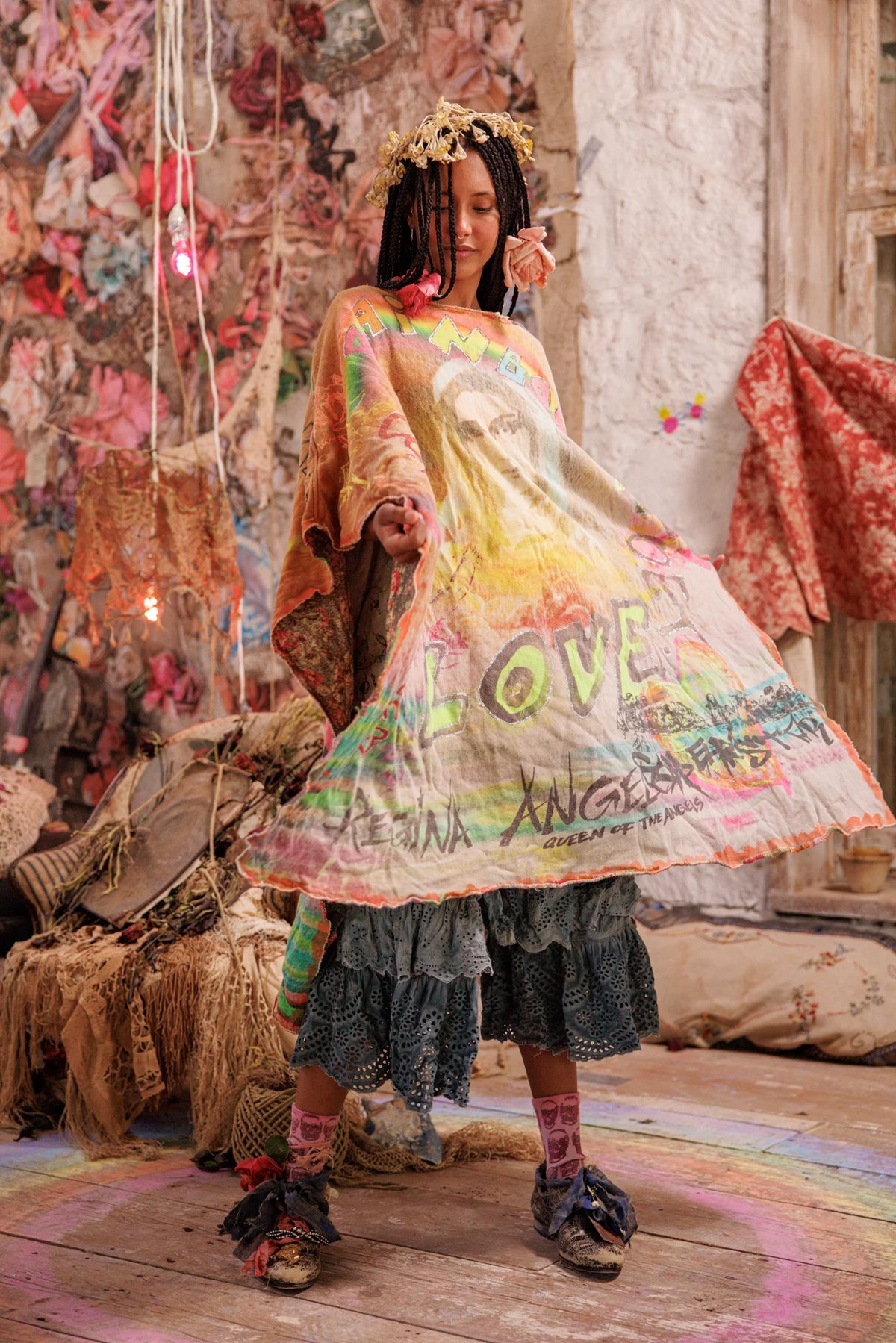 Regenbogen Herz Poncho Keine 