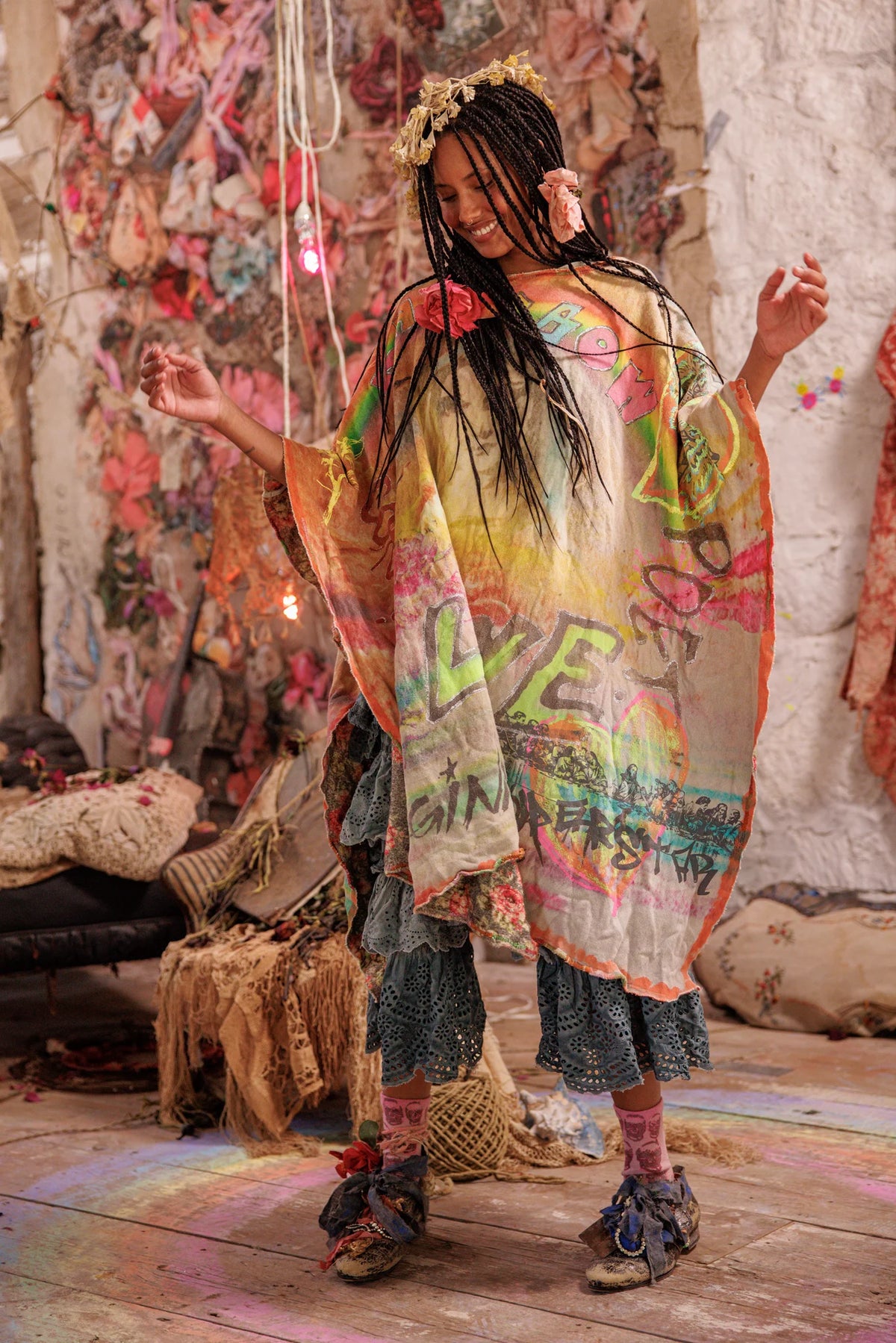 Regenbogen Herz Poncho Keine 