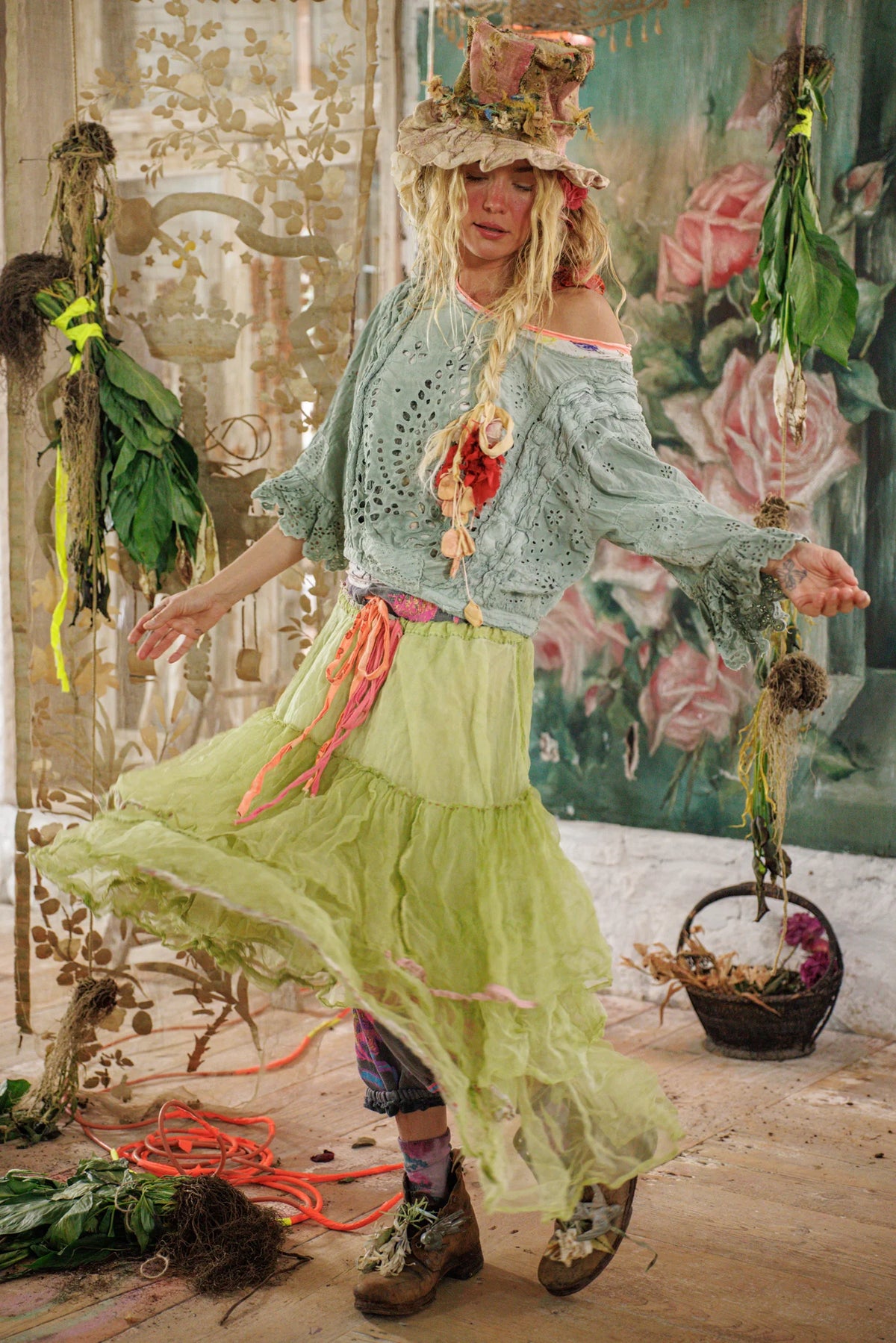Блуза с якичка Eyelet Pinny в морскосиво 