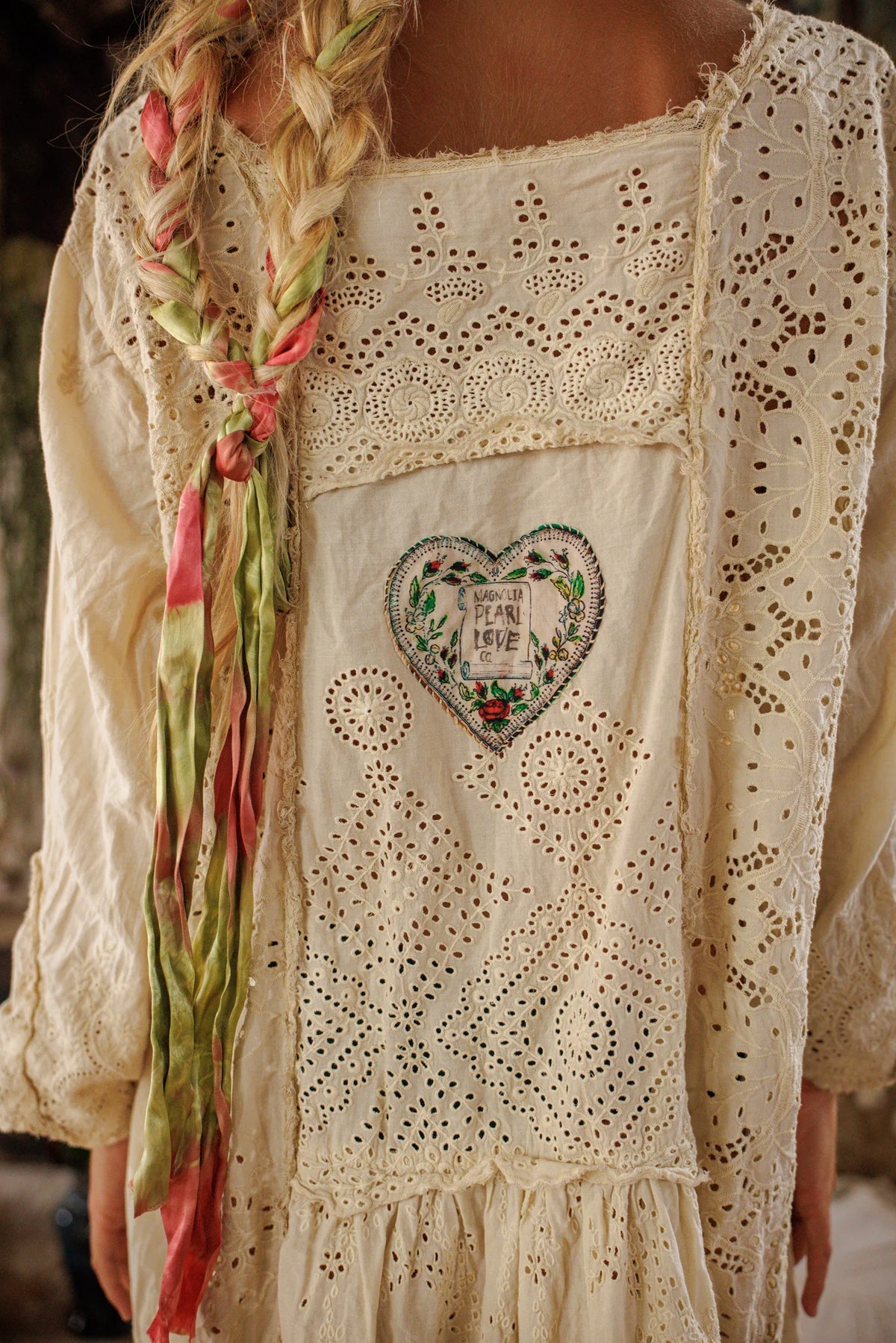 Eyelet-Patchwork-Helenia-Kleid 