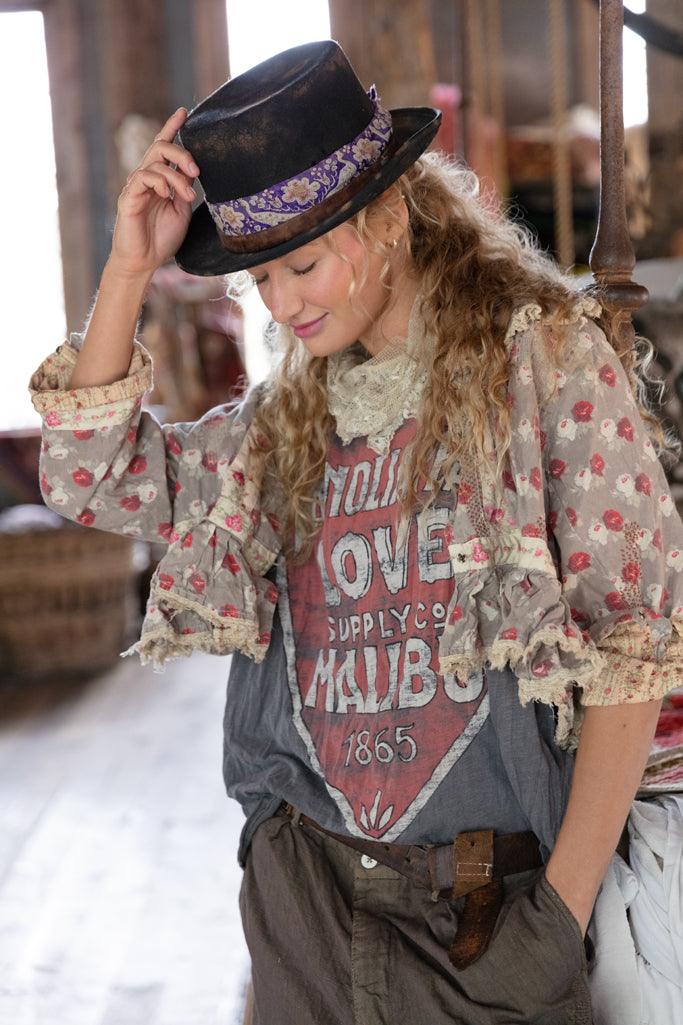 Magnolia Pearl artisan floral jacket, whimsical vintage style, unique boho women's clothing